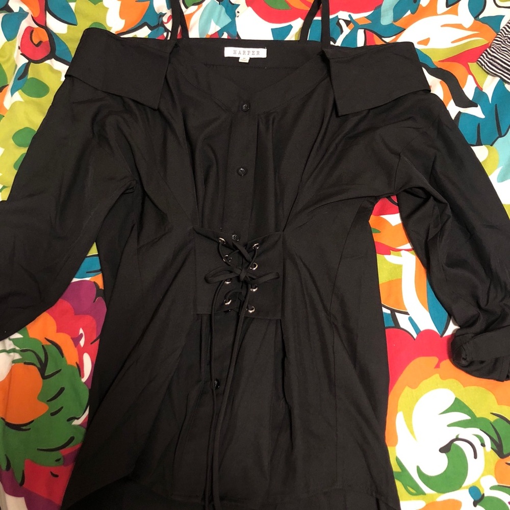 Black Blouse with Tie Details